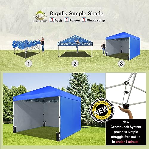 CROWN SHADES 10X10 Comercial Instant Canopy Pop Up Tent with Center Lock (10x10 with 4 Sidewalls, Beige)