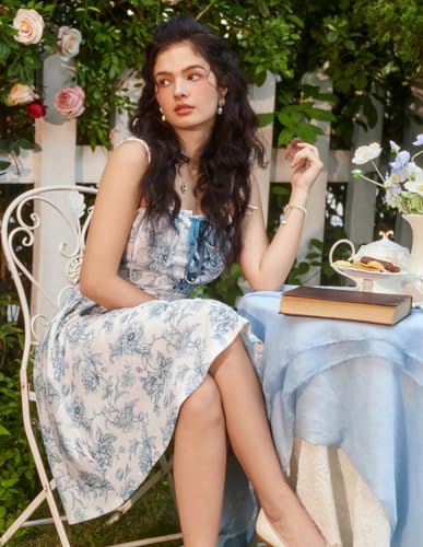 Women's Summer Casual Sundress 2024 Square Neck Pink Floral Dress with Pocket Cute Flowy Dress Pink Floral S