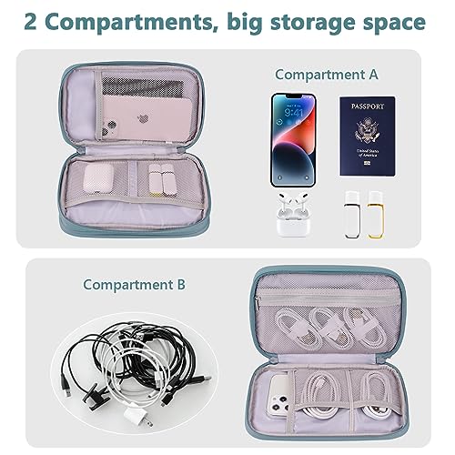 DDgro Travel Organizer Cables Pouch Organize and Storage Electronics Tech Accessories Cords Charger Cards Money Keys Power Bank (Gray, PU-M)