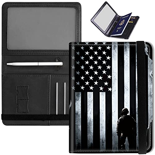 RYUITHDJP Passport and Vaccine Card Holder Combo with RFID Signal Block, American Flag Men Boy Design Leather Credit Card Holder Wallet Cover with Vaccination Card Protector Slot