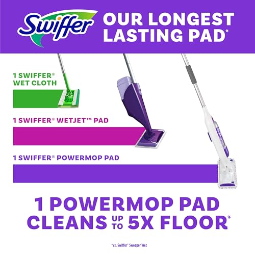 Swiffer PowerMop Multi-Surface Mop Kit for Floor Cleaning, Includes PowerMop, 2 Mopping Pad Refills, 1 Cleaning Solution with Fresh Scent and 2 Batteries