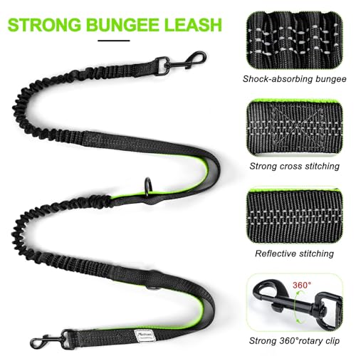 Manificent Hands Free Dog Leash for Medium Large Dogs, Wide Padded Waist Leash Bungee Leash Dog Running Leash for Dog with Reflective Stitching for Walks, Jogging, Running, Hiking, and Dog Training