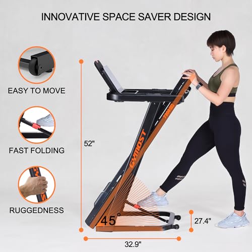 GYMOST Treadmills for Home 2.5HP Folding Treadmill with LCD Display,Incline Treadmill 300 LBS Weight Capacity for Walking and Running