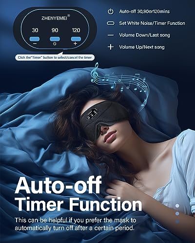 Bluetooth Sleep Headphones White Noise Sleep Mask | 3D Eye Mask for Sleeping | Relaxing Soothing Sounds | 16hrs Playingtime | Light Blocking Eye Mask | Auto - Off Timer | Best for Sleeper(Light Blue)