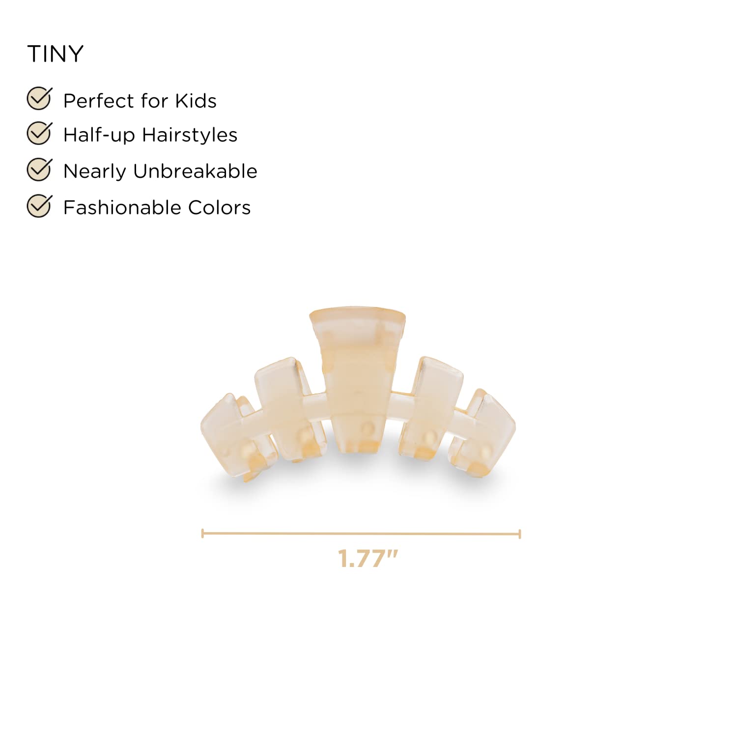 TELETIES - Tiny Hair Clip - Strong Grip, Bendable Teeth, Comfortable Curved Design - Ideal for Thin Hair, Kids, Half-up Hairstyles - For All Hair Textures - Almond Beige