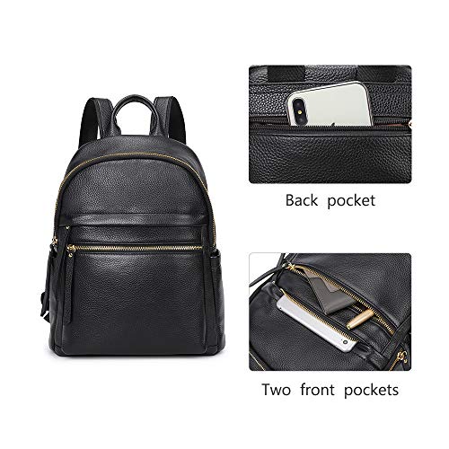 Kattee Genuine Leather Backpack Purse for Women Multi-functional Elegant Daypack Soft Leather Shoulder Bag Shopping Trip, Medium, Apricot