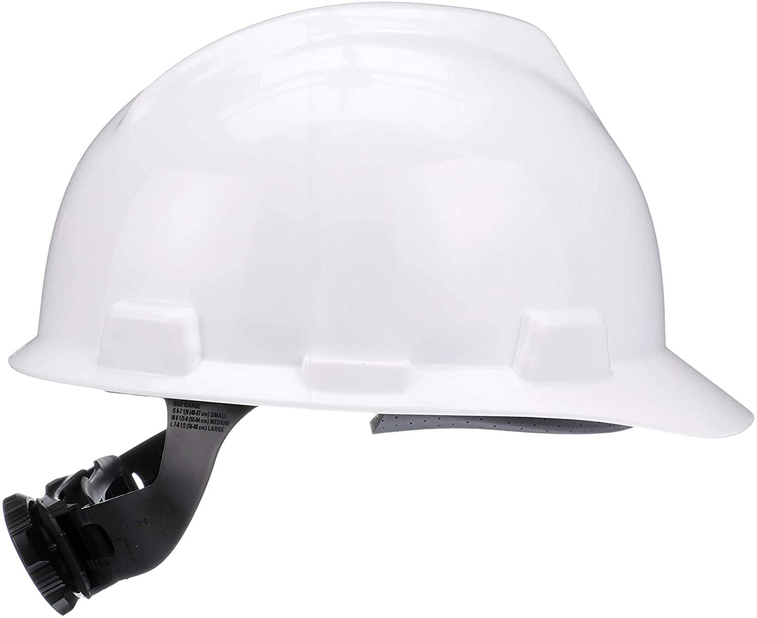 MSA 475358 V-Gard Cap Style Safety Hard Hat With Fas-Trac III Ratchet Suspension | Polyethylene Shell, Superior Impact Protection, Self Adjusting Crown-Straps - Standard Size in White
