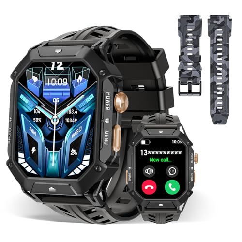 OUKITEL BT80 Smart Watch for Men,2.13" AMOLED HD Display,100 Days Long Battery Life,Rugged Military Smart Watch with Bluetooth Calls/Heart Rate Monitor/Blood Oxygen for Android iOS (Black)