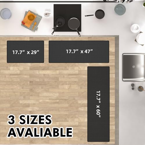 Anti Fatigue Kitchen Mat for Floor by DAILYLIFE, 2/5" Thick Kitchen Cushioned Mat, Standing Comfort Mat for Home, Office, Garage, Non-Slip Bottom, Waterproof & Easy-to-Clean (17.7" x 29", Black)