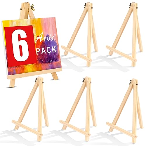 6 Pack 9 Inch Wood Easels, Easel Stand for Painting Canvases, Art, and Crafts., Tripod, Painting Party Easel, Kids Student Tabletop Easels for Painting, Portable Canvas Photo Picture Sign Holder