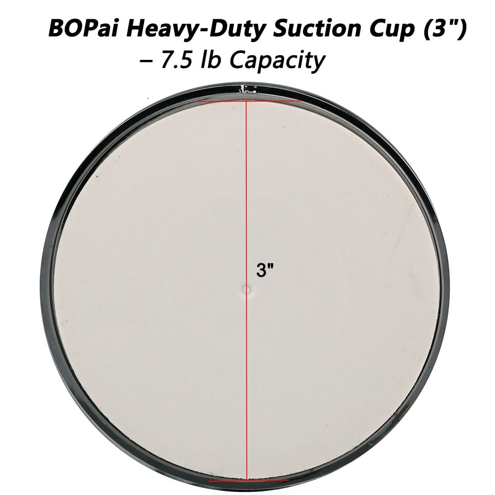 BOPai Suction Cup Shower Head Holder for Handheld Shower – No Drill, For Smooth Surfaces Only, Vertical Mount Only, Chrome