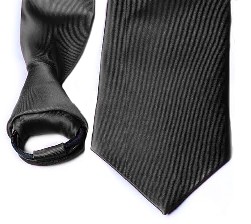 Moda Di Raza Men's Ties, Alternative to Clip On, Woven Microfiber Satin Silk Finish, Zipper Necktie Boys 10 to 14 Years, Light Yellow 17 Inch