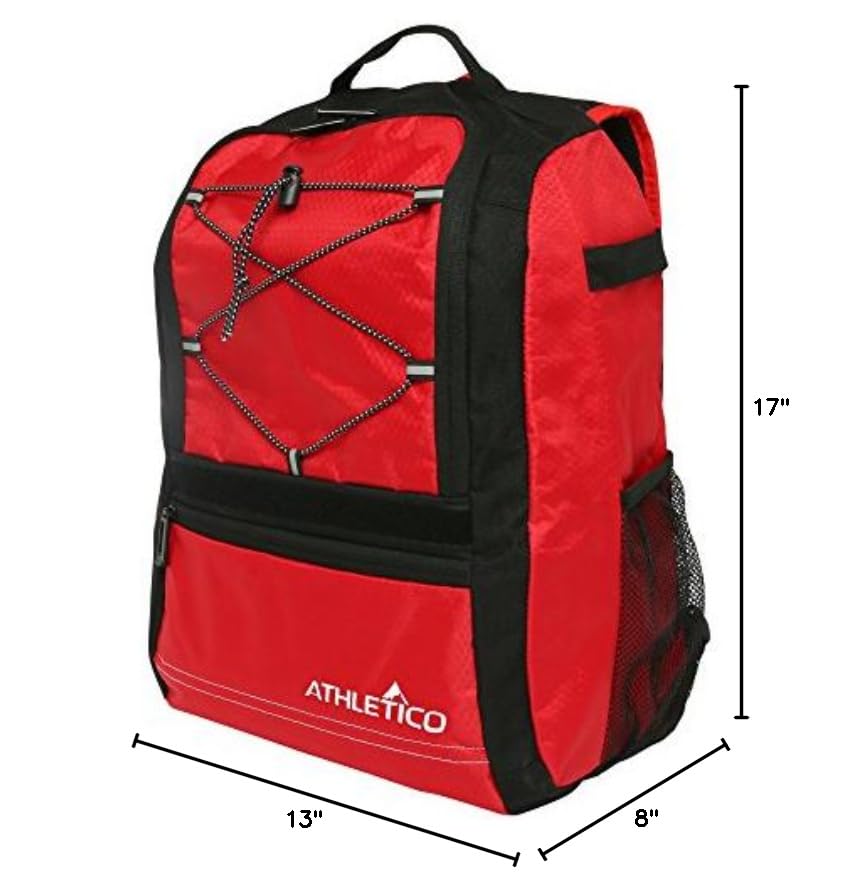 Athletico Youth Baseball Bat Bag - Backpack for Baseball, T-Ball & Softball Equipment & Gear | Holds Bat, Helmet, & Glove | Fence Hook (Red)