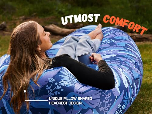 WEKAPO Inflatable Couch Air Lounger Chair - Camping & Beach Accessories, Portable Blow up Sofa for Hiking, Lawn, Indoor/Outdoor Movies & Music Festivals. Lightweight and Easy to Set Up Air Hammock