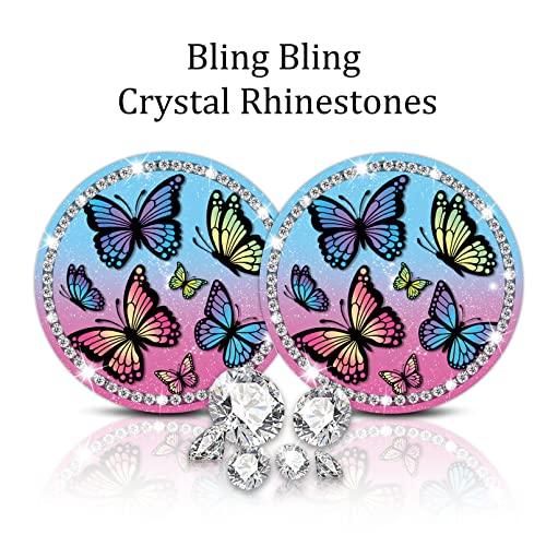 Cat Car Coaster for Cup Holders, Car Cup Holder Coaster with Bling Crystal Rhinestones, Cute Automotive Car Holders Insert Coasters Car Interior Accessories, Car Accessories Car Coasters for Women