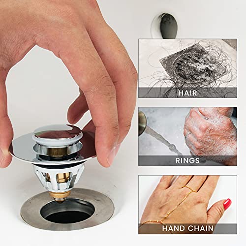 Universal Sink Stopper, Sink Stopper Replacement，Strainer for Bathroom Sink，1.1~1.5” Bathtub Stopper for Kitchen Bathroom Sink Stopper Drain Filter.(Silver)