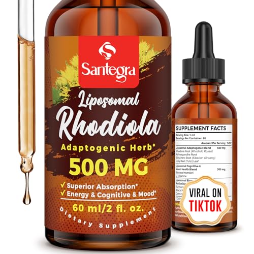 Santegra 57,000 MG Liposomal Active Rhodiola Rosea Supplement, Rhodiola Root Extract, Liquid for High Absorption, Rhodiola Rosea Root Extract Tincture for Energy, Stress, Mood, Vegan, 60 ml