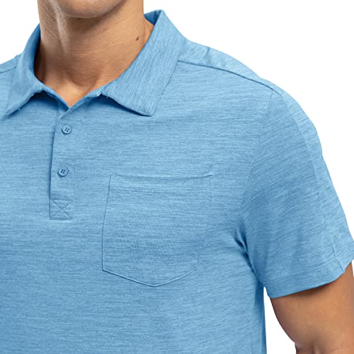 Gopune Men's Polo Shirts Short Sleeve Dry Fit Casual Sports Golf Collared Shirts with Pocket Deep Blue,M