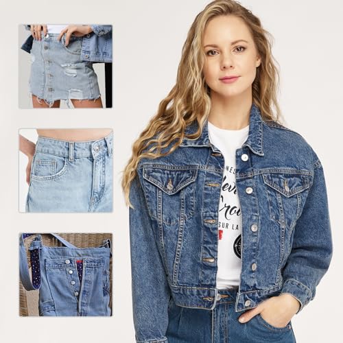 HTVRONT 10 Sets Jean Buttons for Loose Jeans - No Sew Jean Buttons Replacement, Adjustable Instant Button Pins for Jeans Waist Tightener No Tools Required