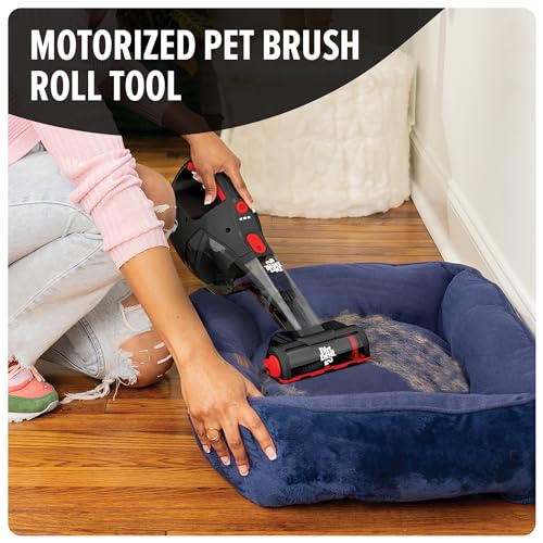 Dirt Devil 16V Deep Clean Cordless Handheld Vacuum with Motorized Pet Brush Roll Tool, Powerful Suction and Lightweight, with Extended Run Time, BD30300V, Black