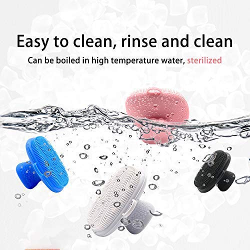 INKERLEE Silicone Face Scrubber Exfoliator Brush, Manual Facial Cleansing Exfoliating Brush, Gentle Face Scrub Wash Brush for Women and Men (Black)