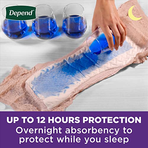 Depend Night Defense Adult Incontinence & Postpartum Bladder Leak Underwear for Women, Disposable, Overnight, Small, Blush, 16 Count, Packaging May Vary