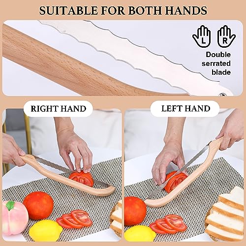 Recsrdce Bread Knife，15.6inch Bread Bow Knife， bread knife for homemade bread, sourdough bread knife，Premium Stainless Steel bread slicing knife with protective cover（Suitable for: left or right hand）