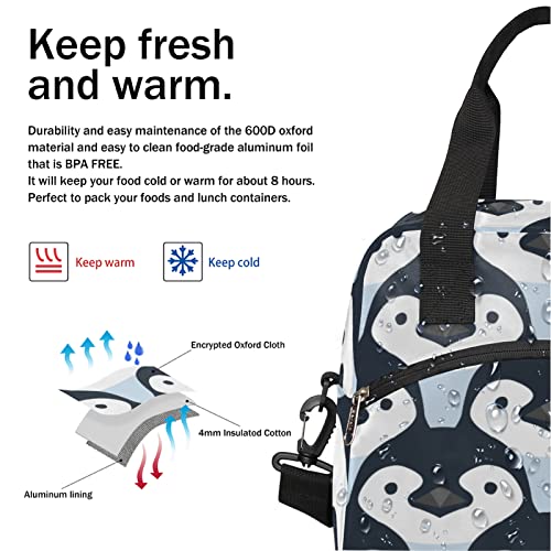 Cute Hedgehogs Lunch Bag Tote Bag Leakproof Cooler Bag Hedgehogs Animal Lunch Box with Front Pocket Water-resistant Thermal Lunch Bags with Shoulder Strap for Picnic/Hiking/Beach/Work