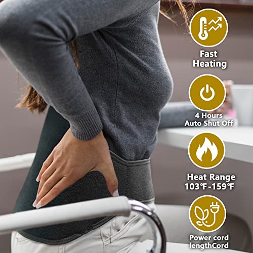 UTK Far Infrared Vibrating Heating Pad with Vibration Massage for Lower Back Pain. 3 Vibration Modes, Smart Controller, Hot Enough (103℉-159℉)，Back Pain Relief,S-XXXXL