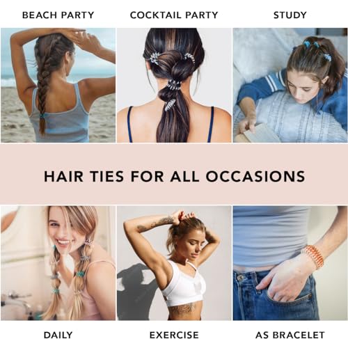 Kitsch Spiral Hair Ties for Women - Coil Hair Ties for Thick Hair, No Crease Hair Tie, Spiral Hair Ties No Damage, Hair Coils & Phone Cord Hair Ties for Thin Hair, Hair Ties Spiral, 8pcs (Transparent)