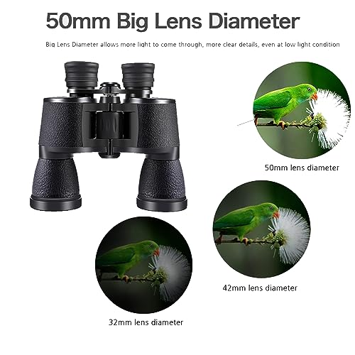 ZIYOUHU 10x50 High Power Binoculars for Adults,Compact Binoculars with Low Light Night Vision, Waterproof/Professional Binoculars BAK4 Prism FMC Lens HD Binoculars for Bird Watching