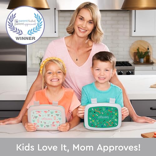 Bentgo Kids Prints Leak-Proof, 5-Compartment Bento-Style Kids Lunch Box - Ideal Portion Sizes for Ages 3-7, Durable, Drop-Proof, Dishwasher Safe, & Made with BPA-Free Materials (Sports)