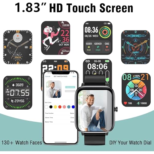 Smart Watch Full Touch Smart Watches for Android iOS Phones Compatible (Answer/Make Call) Smart Fitness Tracker Watch for Women Man Waterproof Smartwatch with Sleep/Heart Rate/sports/Step (Black)