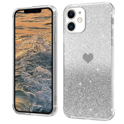 SupVict iPhone 11 Case, Phone Case iPhone 11, Slim Thin Sparkly Glitter Design Shockproof Protective Soft Bumper Drop Protection Cute Girls Women Boys Men iPhone 11 2019 6.1" Cover, Black/Silver