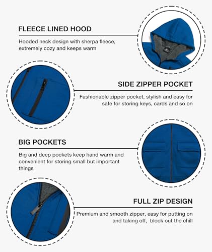 SWISSWELL Kids Fleece Hoodie Full Zip Hooded Sweatshirt Long Sleeve Cozy Jacket for Boys and Girls 6-15 Years Old(Orange, 10-11)