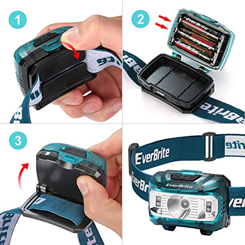 EverBrite Headlamp, 2 Pack Kids Headlamp with Red Light and Memory Function, Head Lamp for Adults and Kids with 5 Modes, Bright Headlamps for Camping, Running, Batteries Included