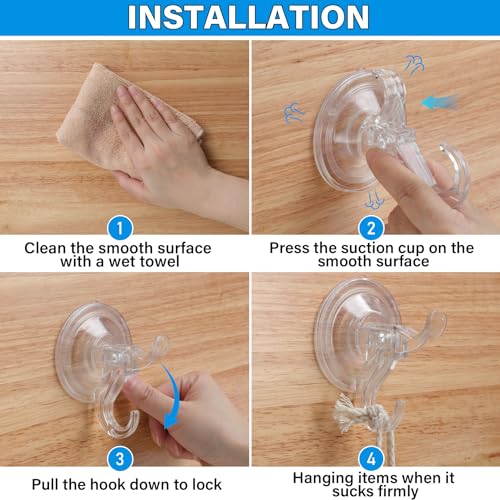 ANDGOO Suction Cup Hooks, 10 Pack Strong Vacuum Suction Cup for Shower Removable Wall Suction Cup Hangers for Bathroom, Kitchen Suction Holder for Window Glass, Door (Black)