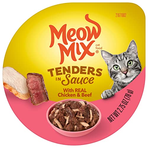 Meow Mix Tenders in Sauce Wet Cat Food, Surf 'N Turf Variety Pack, 2.75 Ounce Cup (Pack of 48)