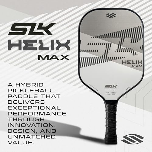 2024 SLK Helix Pro Pickleball Paddle | Carbon Fiber & Fiberglass Hybrid Face | Thermoformed Carbon Fiber Core | Unmatched Control | Legend Gray