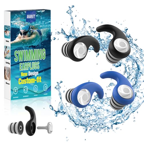 Waterproof Swimming Ear Plugs for Kids - 2 Pairs of Reusable Soft Silicone Swim Earplugs,Ear Protection for Children (4-12 Years Old) - Ideal for Surfing, Diving, Pool, Showering, and Water Sports