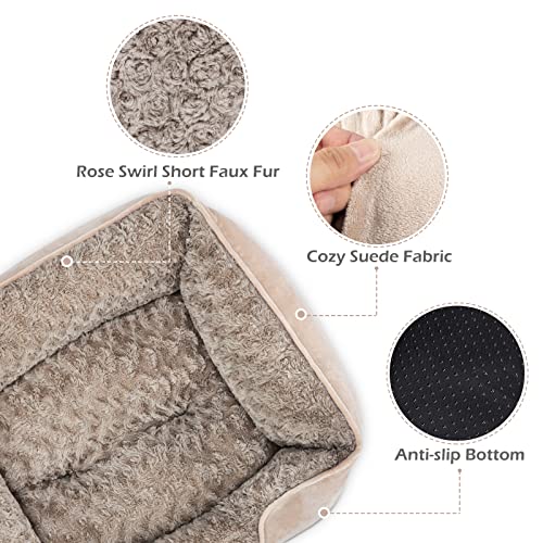 INVENHO Small Dog Bed for Large Medium Small Dogs Rectangle Washable Dog Bed, Orthopedic Dog Bed, Soft Calming Sleeping Puppy Bed Durable Pet Cuddler with Anti-Slip Bottom S(20"x19"x6")