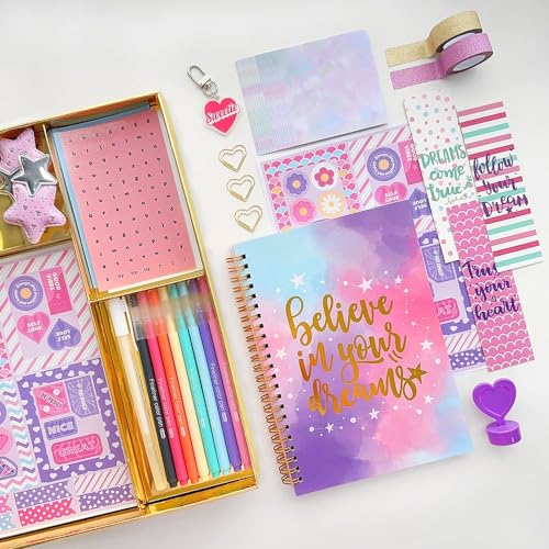 DIY Journal Kit for Girls - 48 pcs DIY Journal Set for Tween & Teen Girls, Stationery Set, Scrapbook & Diary Supplies Set, Journaling Art Crafts Kit, Ideal Gifts for 8 9 10 11 12 13 14 Year Old Girl