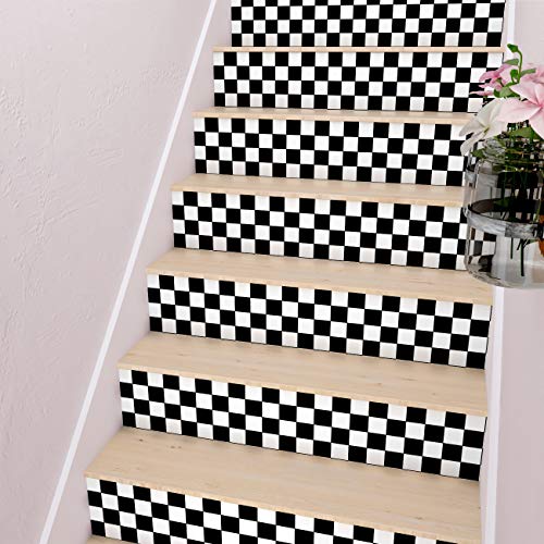 Decotalk Checkered Peel and Stick Wallpaper for Kitchen Backsplash Wall Paper Black and White Checkerboard Decor for Wall Cabinets Bathroom Removable Contact Paper Checkered Stick on Tile 120x12 Inch