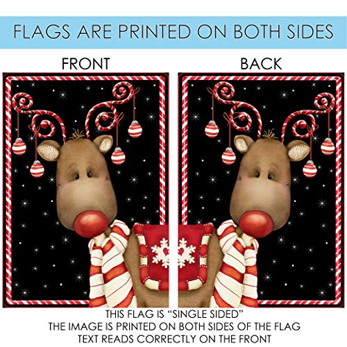 Toland Home Garden 111238 Candy Cane Reindeer Christmas Garden Flag, 12x18 Inch