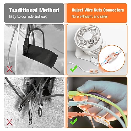 Kuject Electrical Lever Wire Connectors, 30PCS Wire Splice Connectors for 28-12 AWG, Wire Connectors Push-in with 1 to 1 Circuit Inline Splices