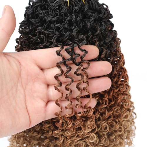 Yanky Twist Pre-looped Crochet Braid Synthetic Short Re-twisted Curls Passtion Twist Crochet Hair for Black Women Hair Extensions(8nch 8Pack 3T1B/30/27)