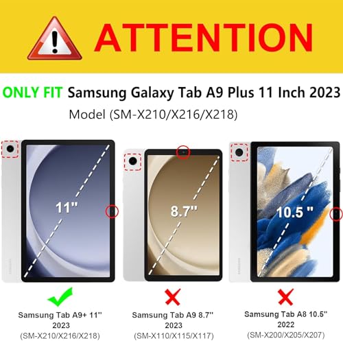 E NET-CASE Case for Samsung Galaxy Tab A9+/A9 Plus 11 inch 2023 Clear Transparent Back Shell Cover for Samsung Galaxy Tab A9 Plus Tablet [SM-X210/X216/X218], Auto Wake/Sleep (Black)
