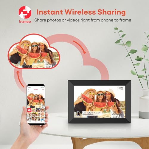 Frameo 10.1 Inch WiFi Digital Picture Frame, 1280x800 HD IPS Touch Screen Photo Frame Electronic, 32GB Memory, Auto-Rotate, Wall Mountable, Share Photos/Videos Instantly via Frameo App from Anywhere