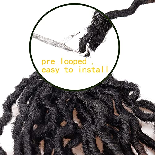 14 Inch Goddess Faux locs Crochet Hair 6 Packs/Lot Soft Gypsy Locs Wavy Crochet Braids Dreadlocks 3 Tone Curly Wavy Twist Braiding Hair Extensions African Roots Braid（#1B)