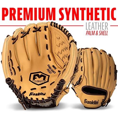 Franklin Sports Baseball + Softball Glove - Field Master Baseball + Softball Mitt - Adult + Youth Glove - Men's + Women's Baseball + Softball Gloves - Left Hand Throw - 13" - Gold